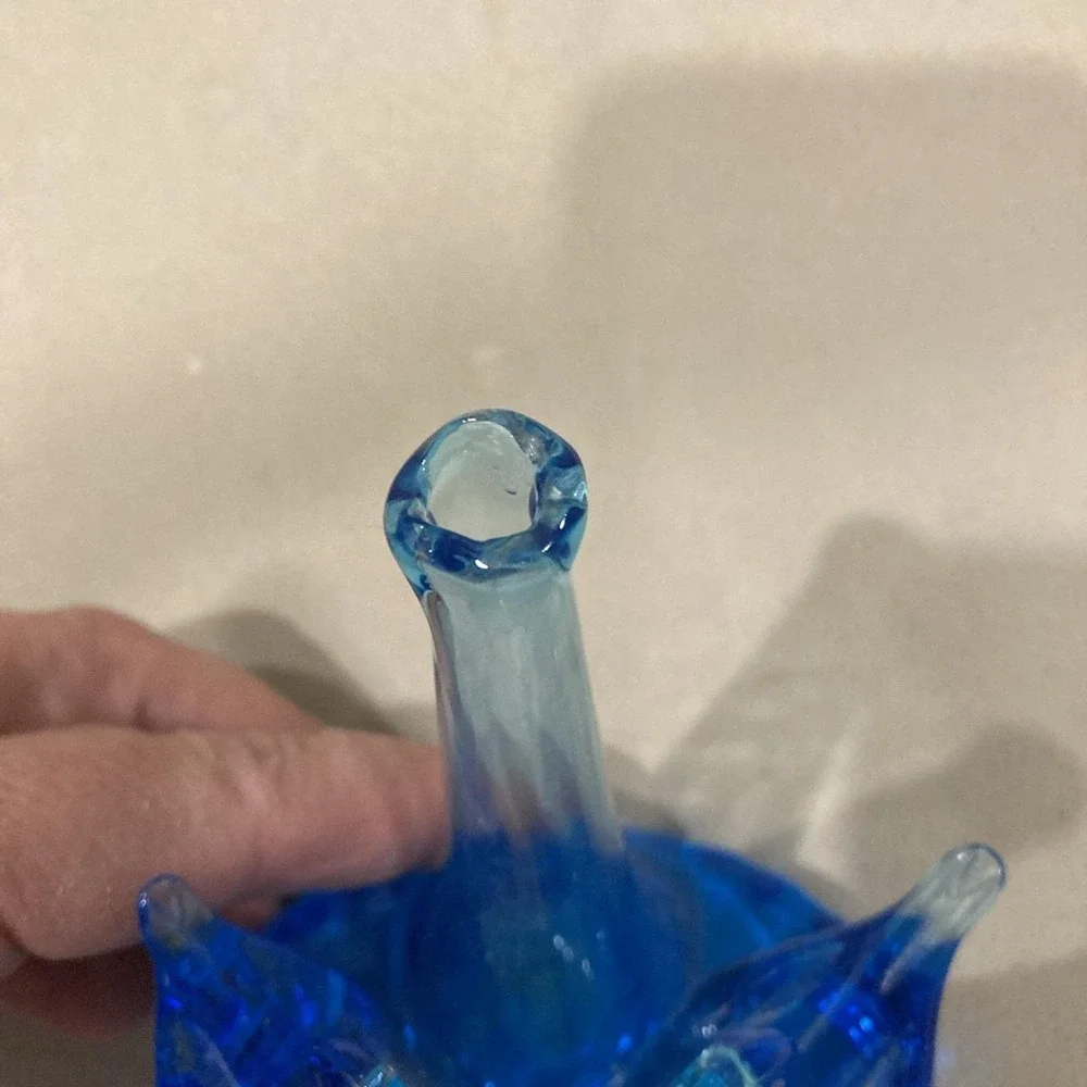 Vintage 1987 Ozark Art Studios Cobalt Blue Swan Bud Vase - Signed‎